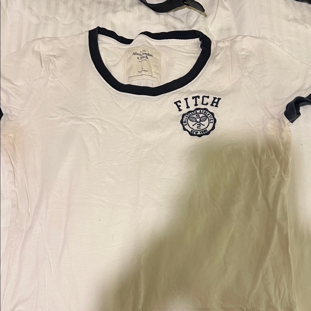 Abercrombie & Fitch White Tee with Black Accents